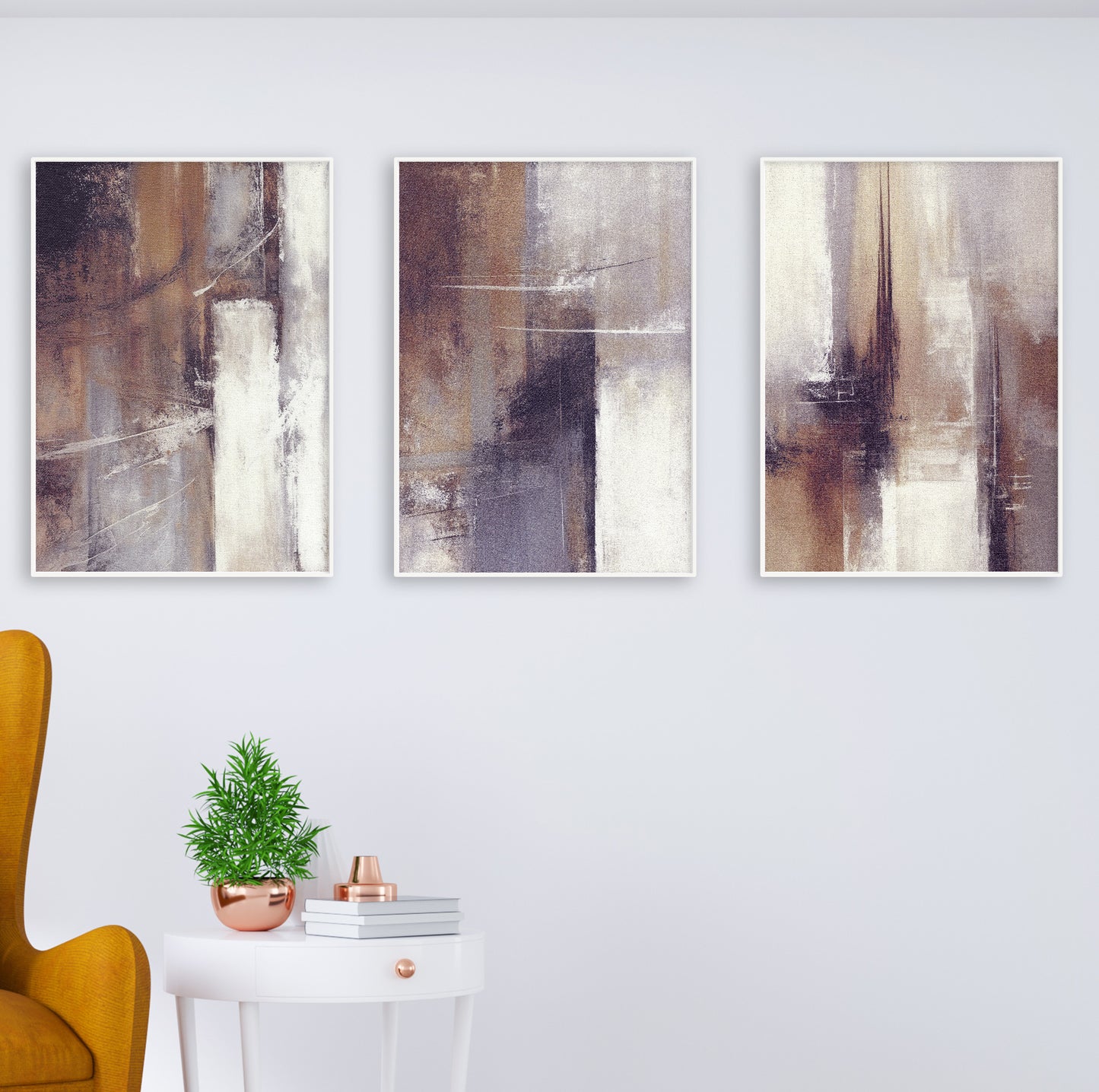 Set of 3 Abstract Neutral Wall Art Prints – Modern Minimalist Posters