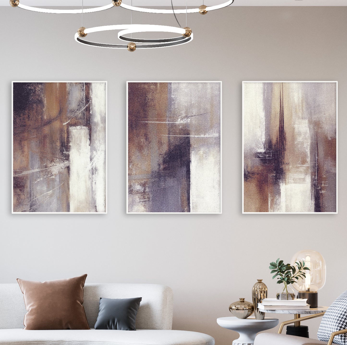 Set of 3 Abstract Neutral Wall Art Prints – Modern Minimalist Posters