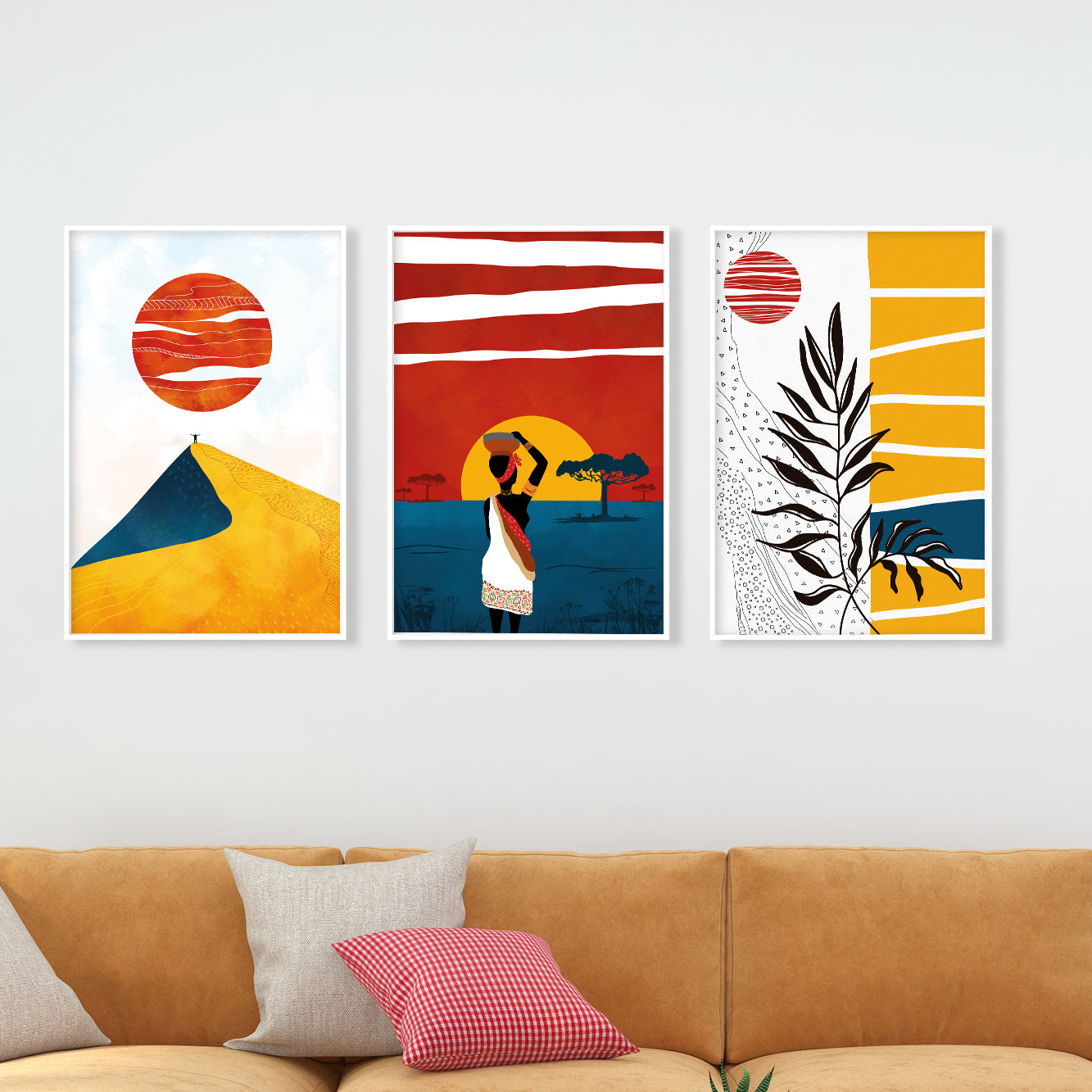 Minimalist African art set of 3, black woman art, posters for living room decor