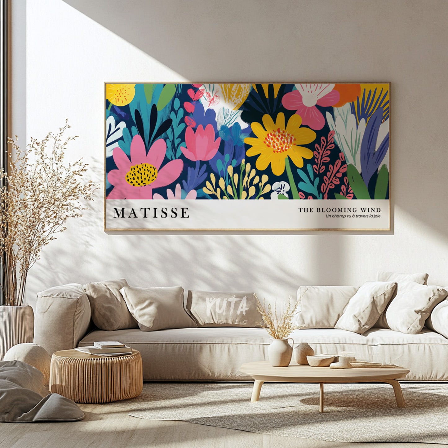 Decorative flower wall print in colorful abstract style