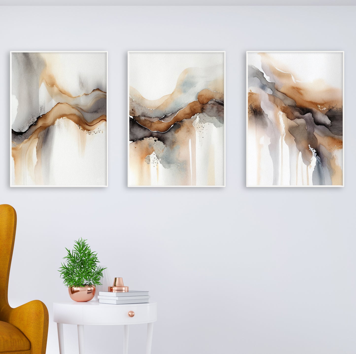 Soft neutral abstract wall posters perfect for cozy and elegant modern living spaces or offices.
