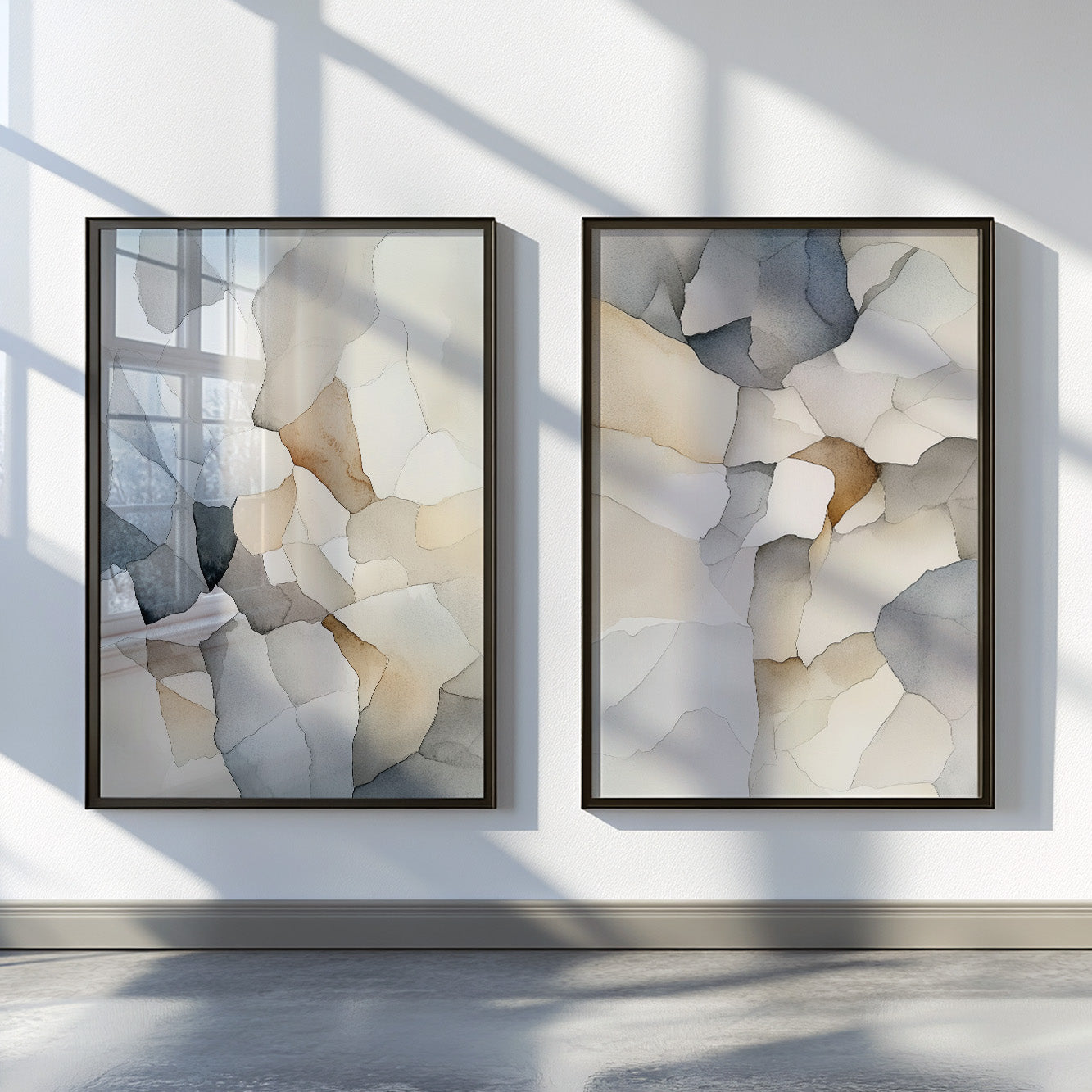 Neutral Beige Gray Set of 2 – Minimalist Nordic Pastel Wall Art