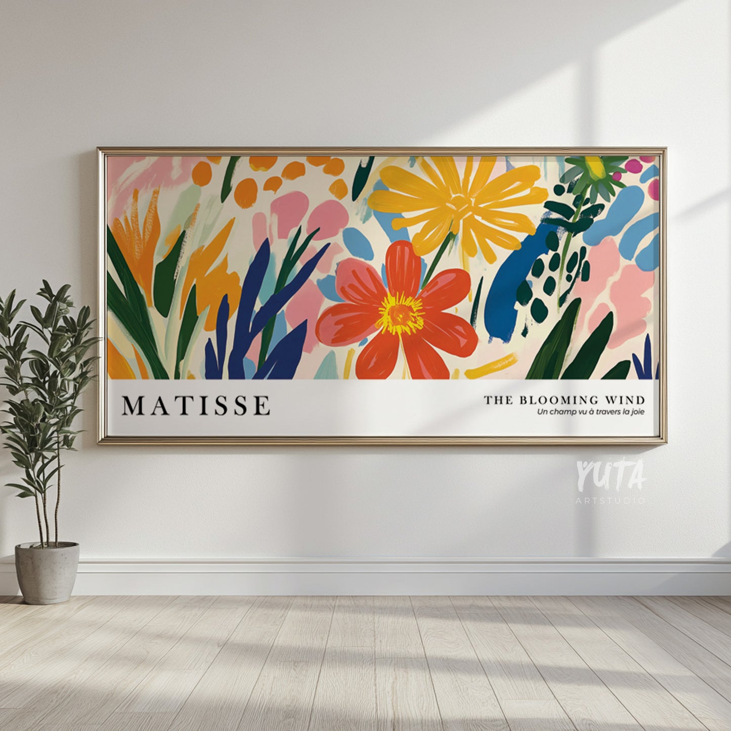 Trendy home decor art with abstract flower composition