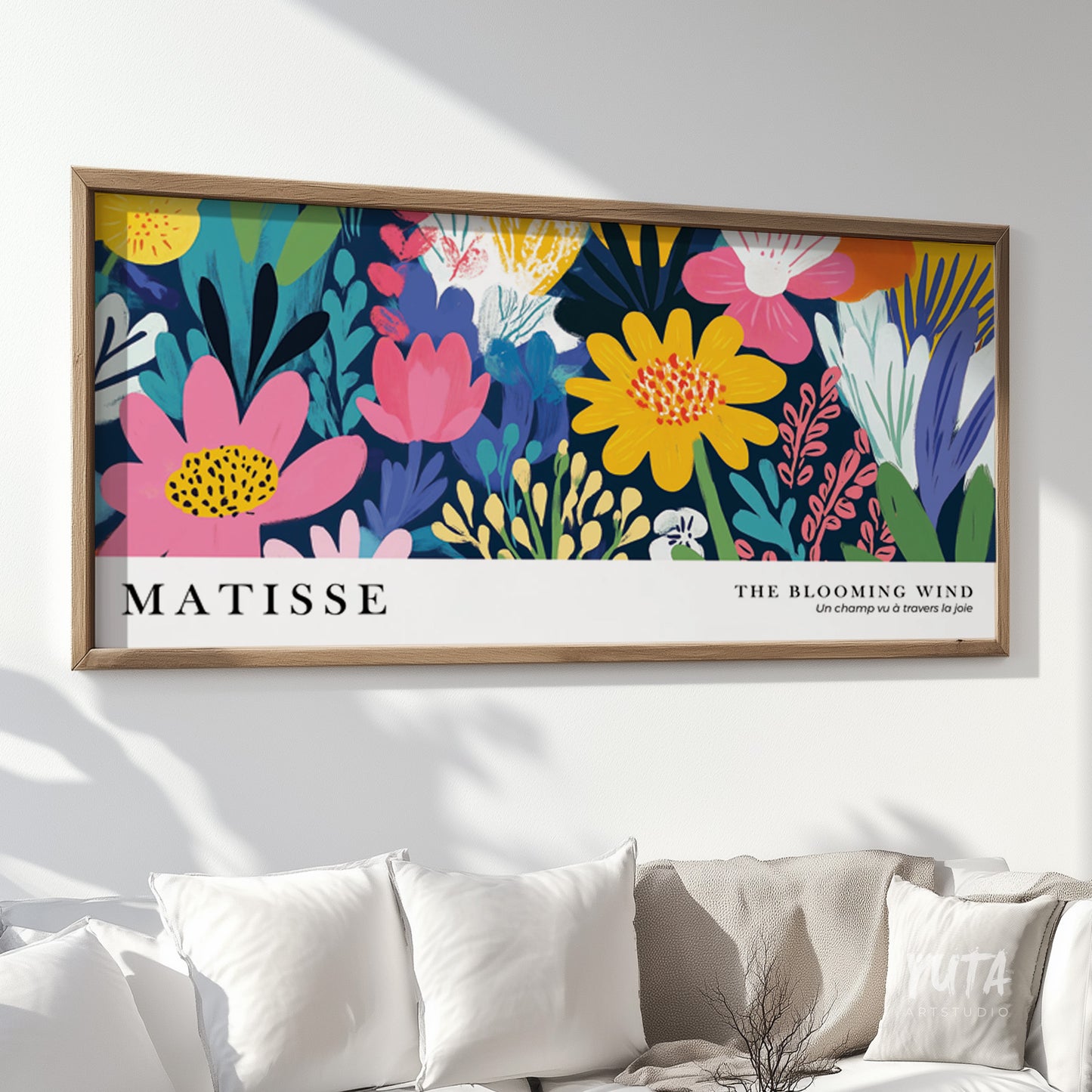 Colorful flower artwork inspired by Matisse for gallery wall