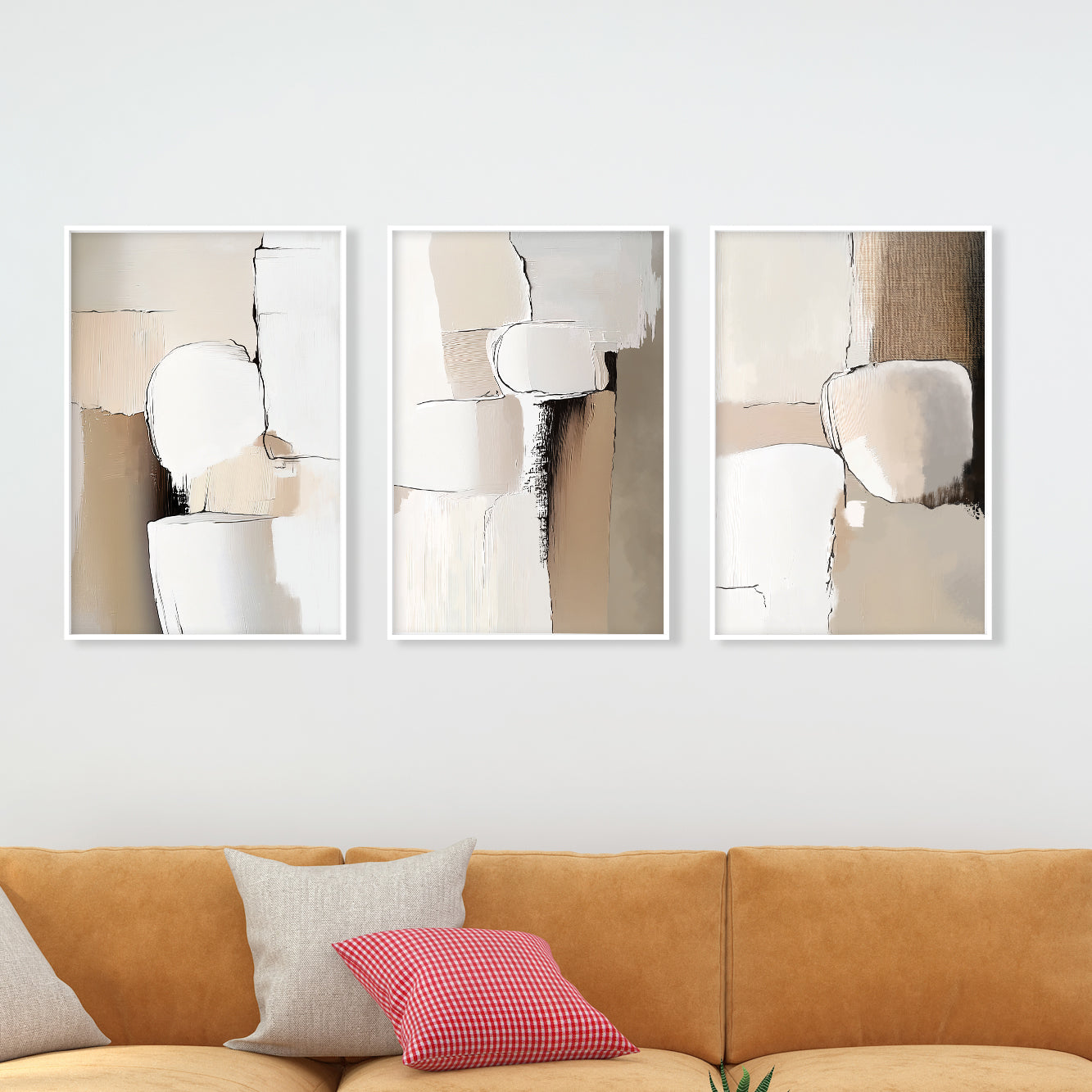Neutral Abstract Set of 3 – Earth Tone Textured Minimalist Art (USA)