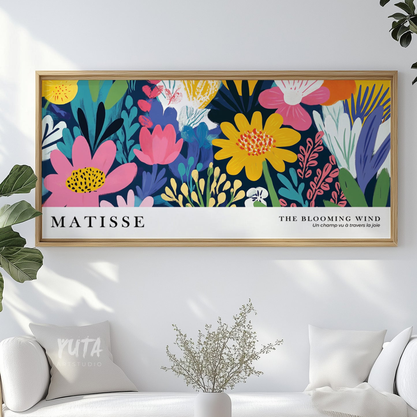 Bold flower poster with vibrant tones for trendy interiors