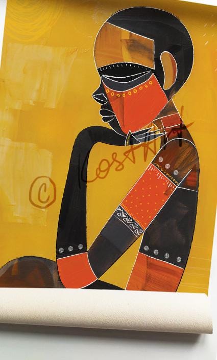 Modern african wall art print. Contemporary colorful abstract ethnic living room poster. - African wall art