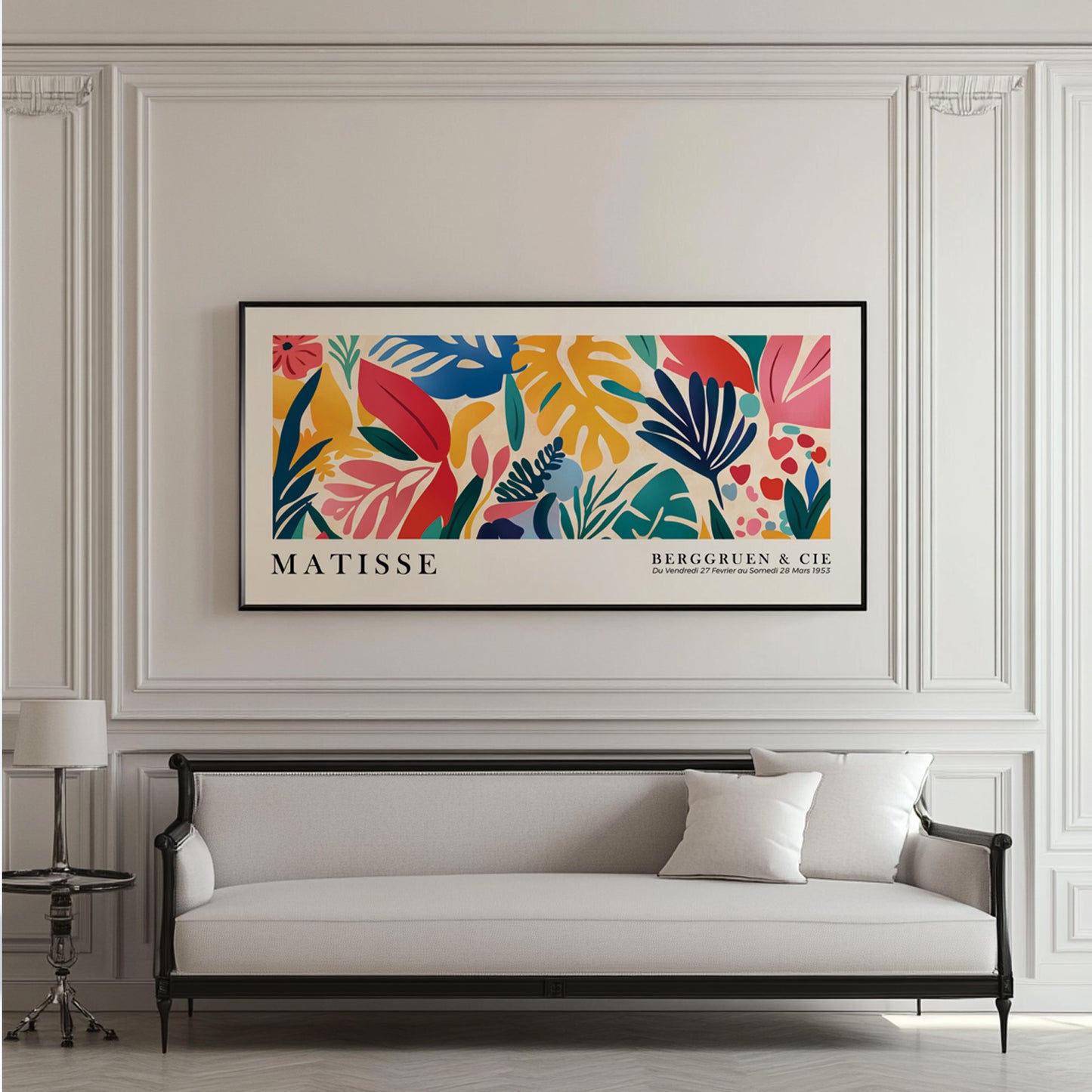 Henri Matisse Inspired Tropical Leaves Print – Long Narrow Colorful Wall Decor, Panoramic Oversized Poster