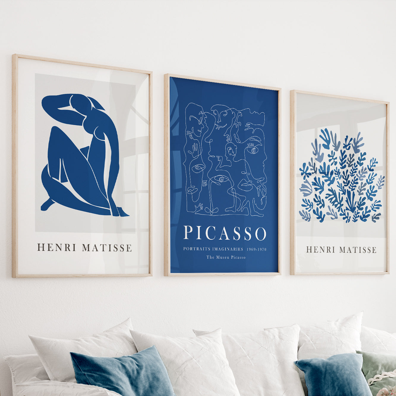 Navy Blue Abstract Faces & Cutout Art – Matisse Picasso Posters