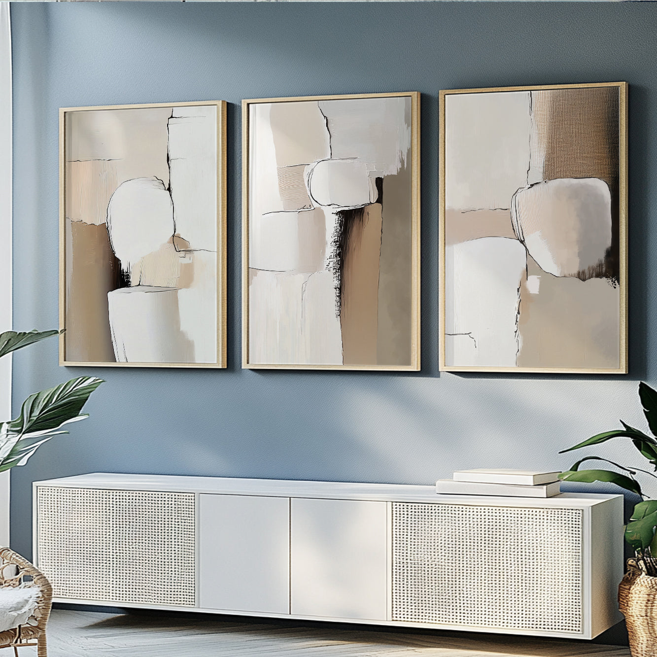 Neutral Abstract Set of 3 – Earth Tone Textured Minimalist Art (USA)