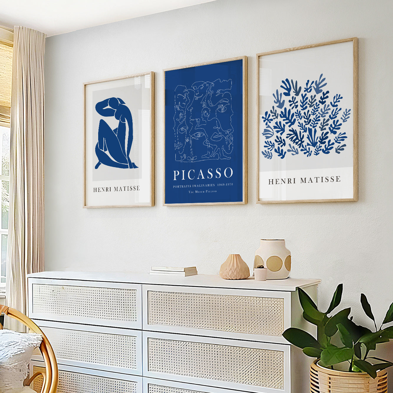 Abstract Line Art & Cutout Print Set – Matisse Picasso Wall Decor