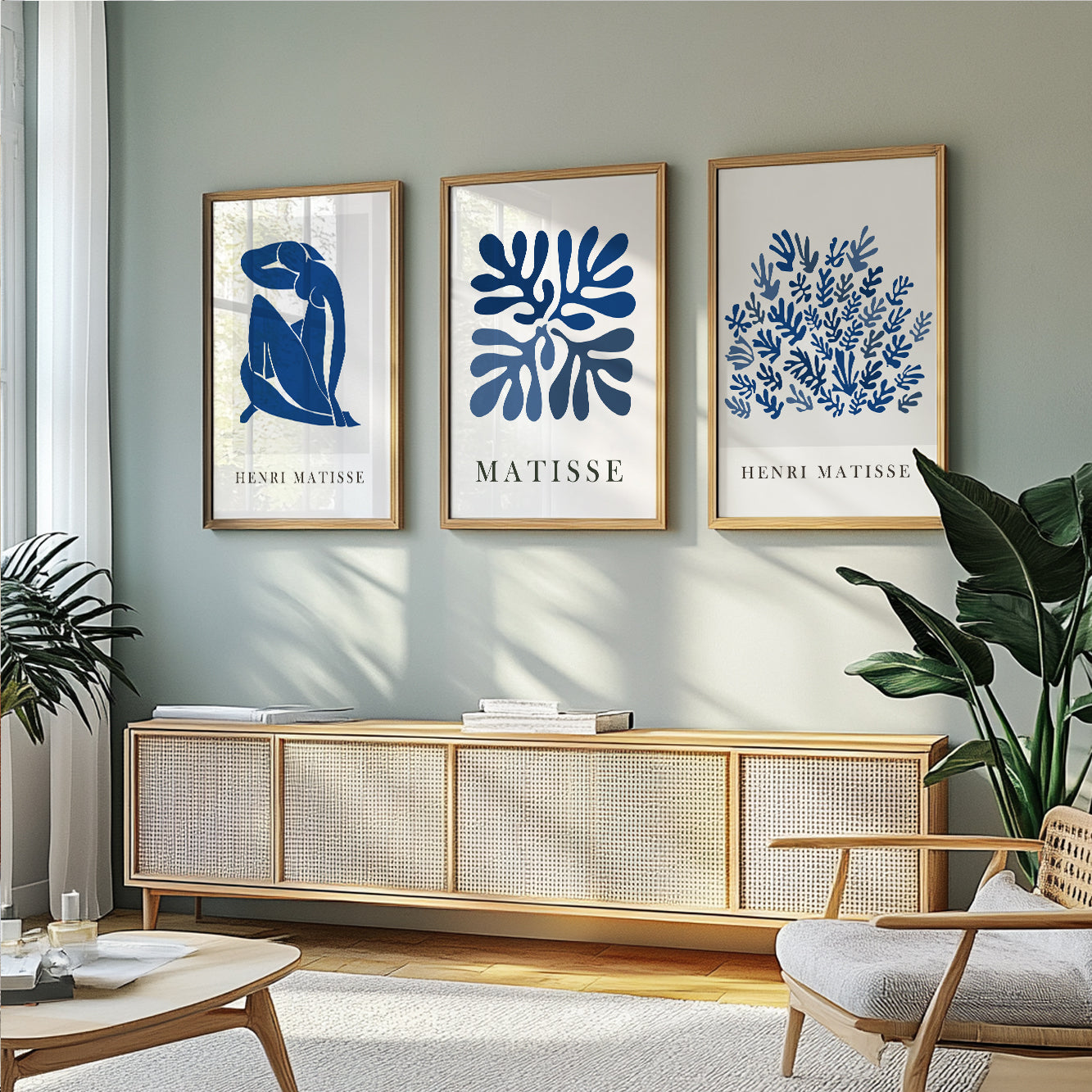 Elegant Navy Blue Matisse Cutout Prints – Abstract Wall Art