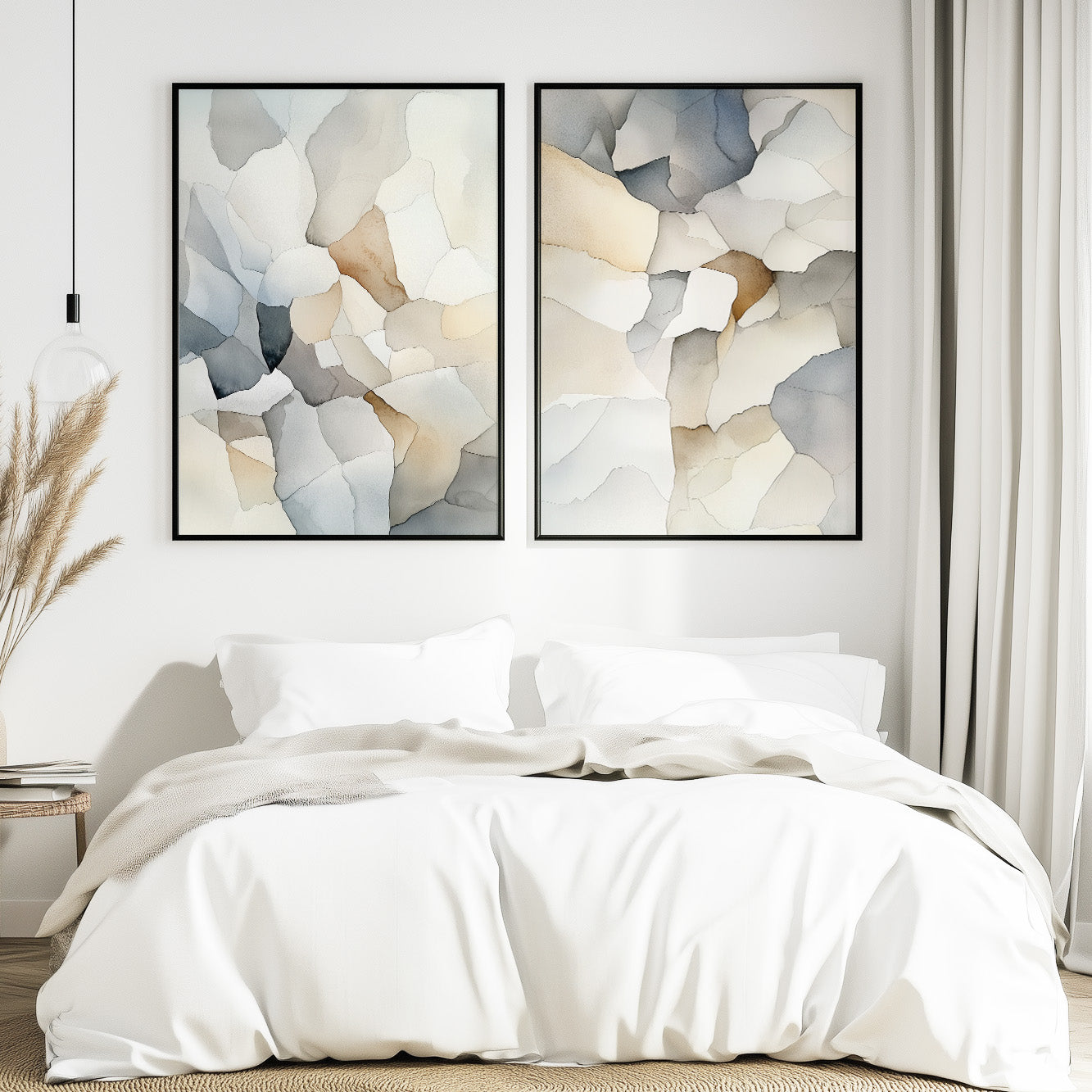 Neutral Beige Gray Set of 2 – Minimalist Nordic Pastel Wall Art