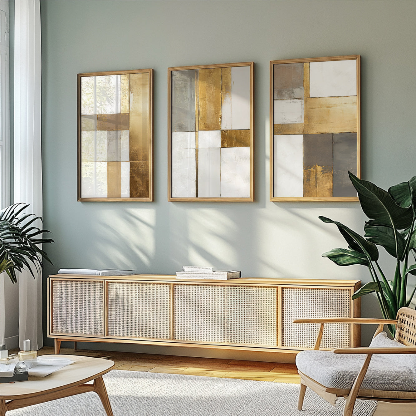 Modern Abstract Set of 3 – Neutral Nordic Minimalist Wall Art (USA)