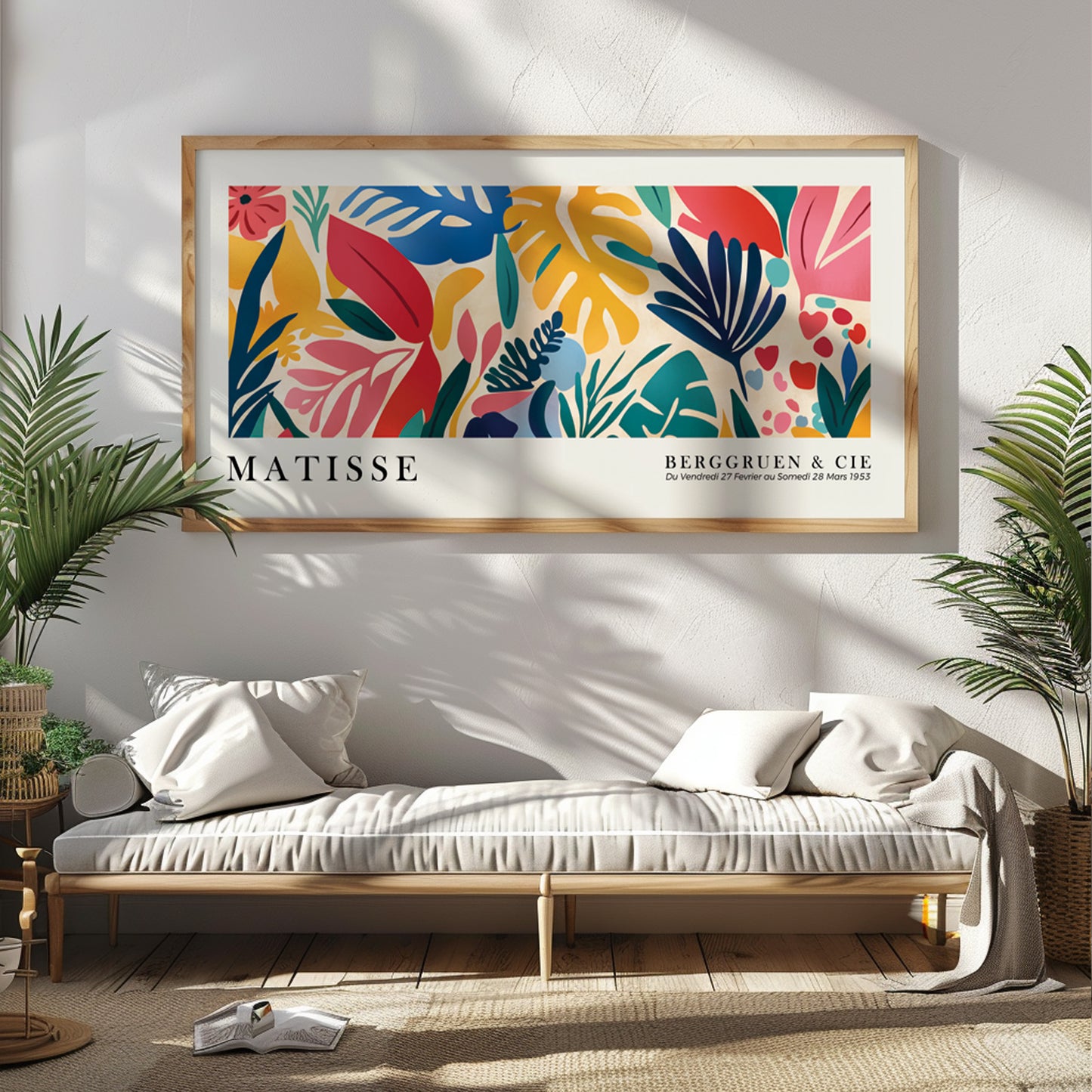 Long Narrow Henri Matisse Print – Colorful Tropical Leaves Wall Decor, Vibrant Panoramic Poster, Oversized Art