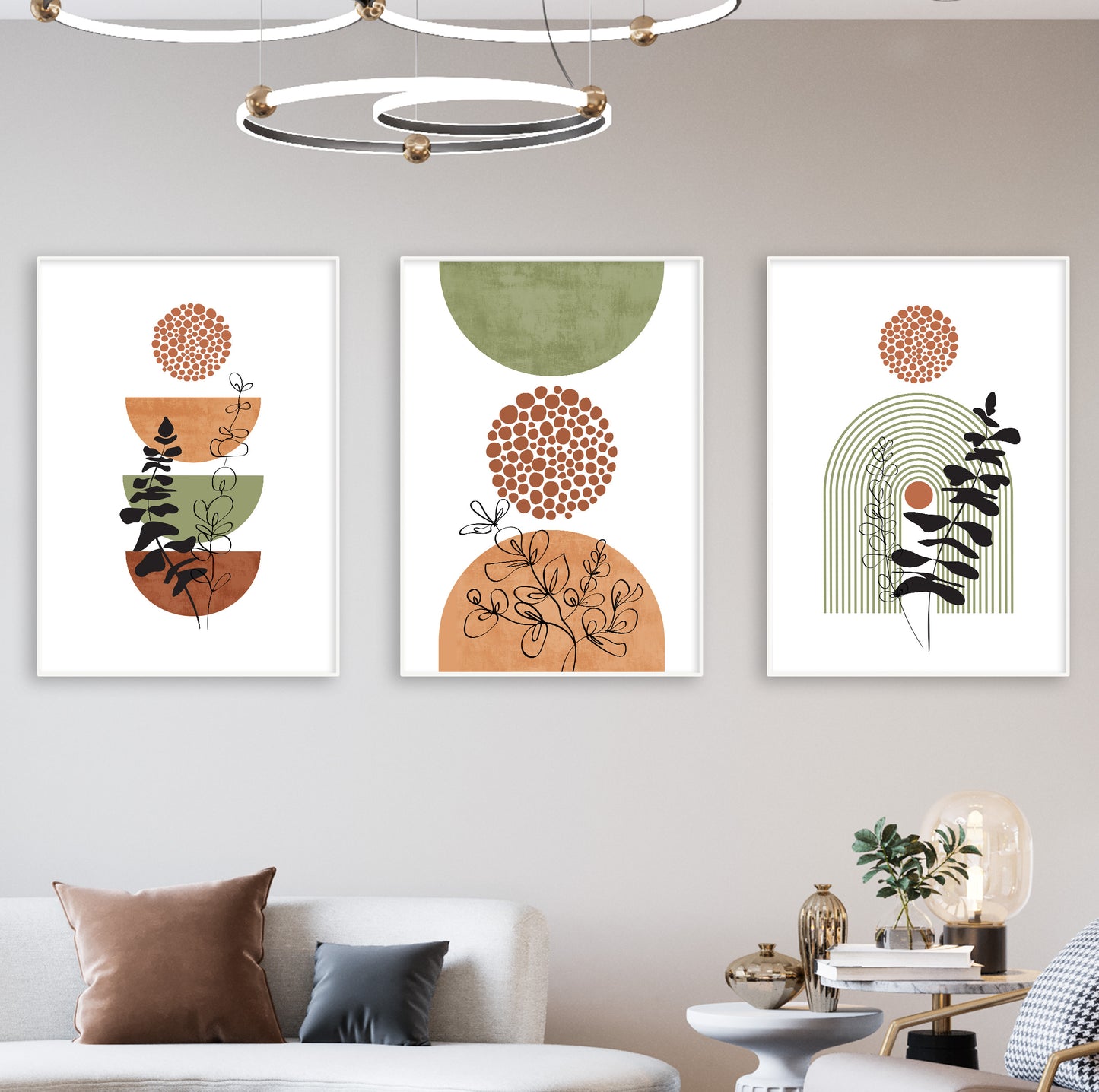Organic and graphic elements combine for a stylish modern nature-inspired look.