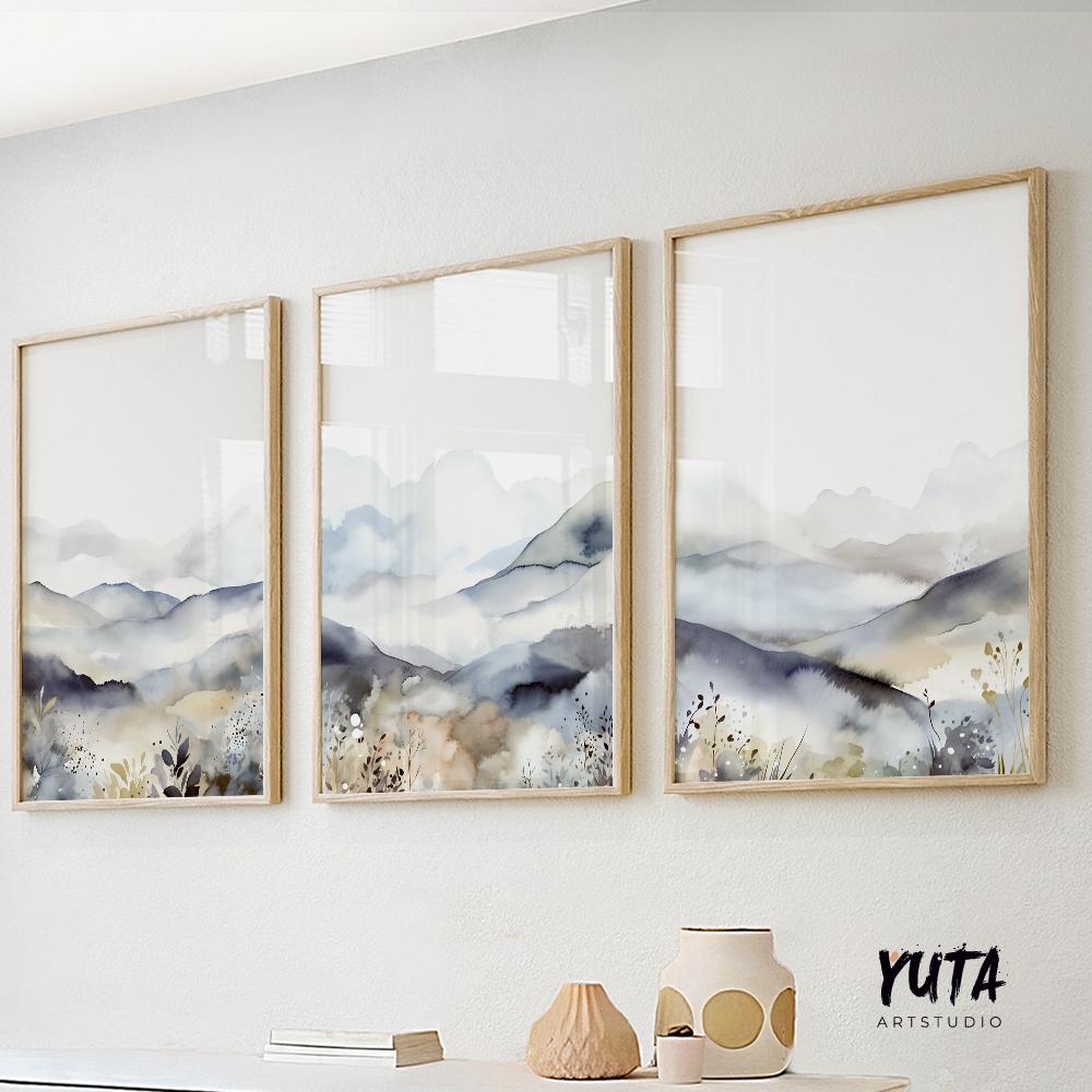 Nordic nature-inspired abstract landscape art in minimalist style.