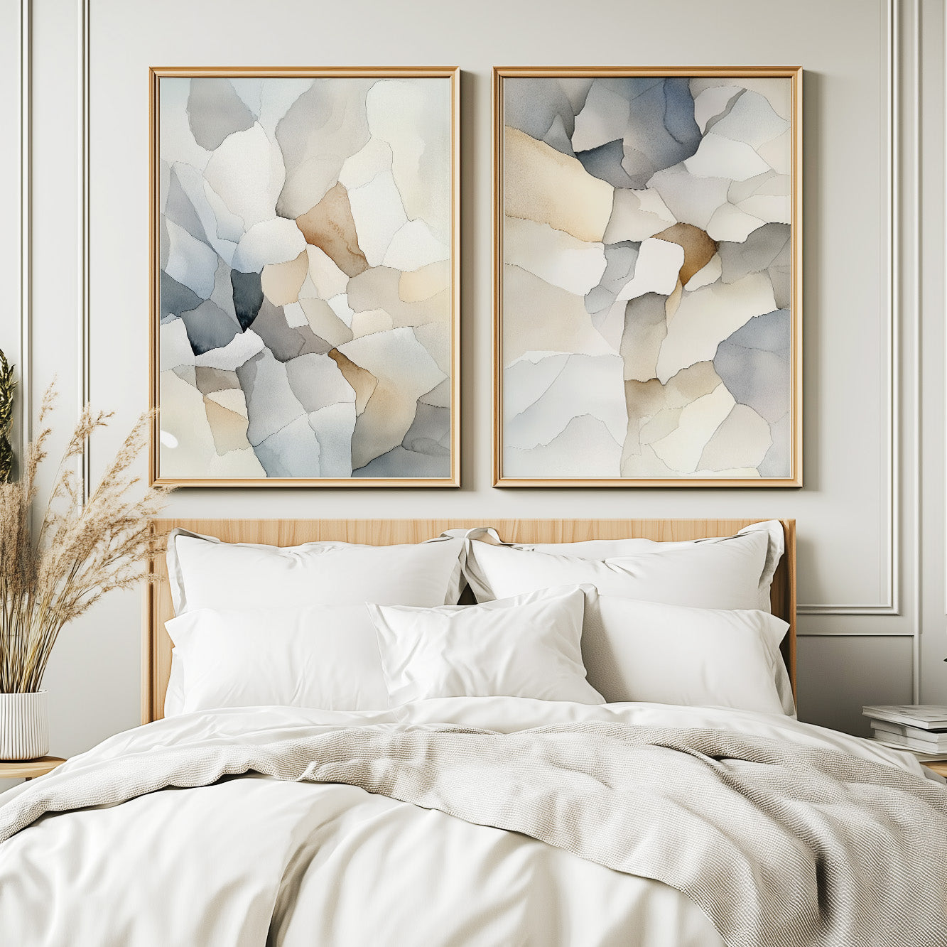 Neutral Beige Gray Set of 2 – Minimalist Nordic Pastel Wall Art