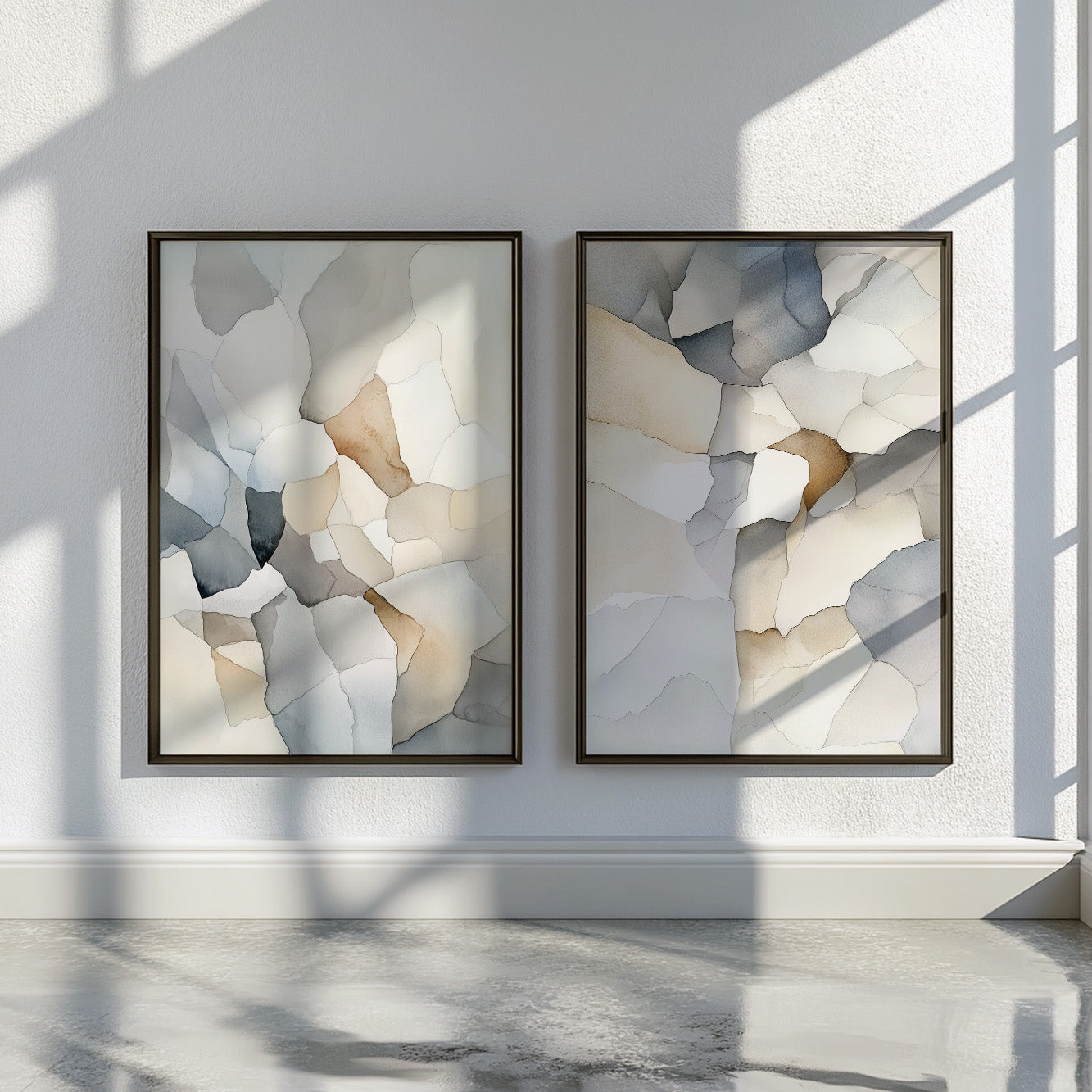 Neutral Beige Gray Set of 2 – Minimalist Nordic Pastel Wall Art