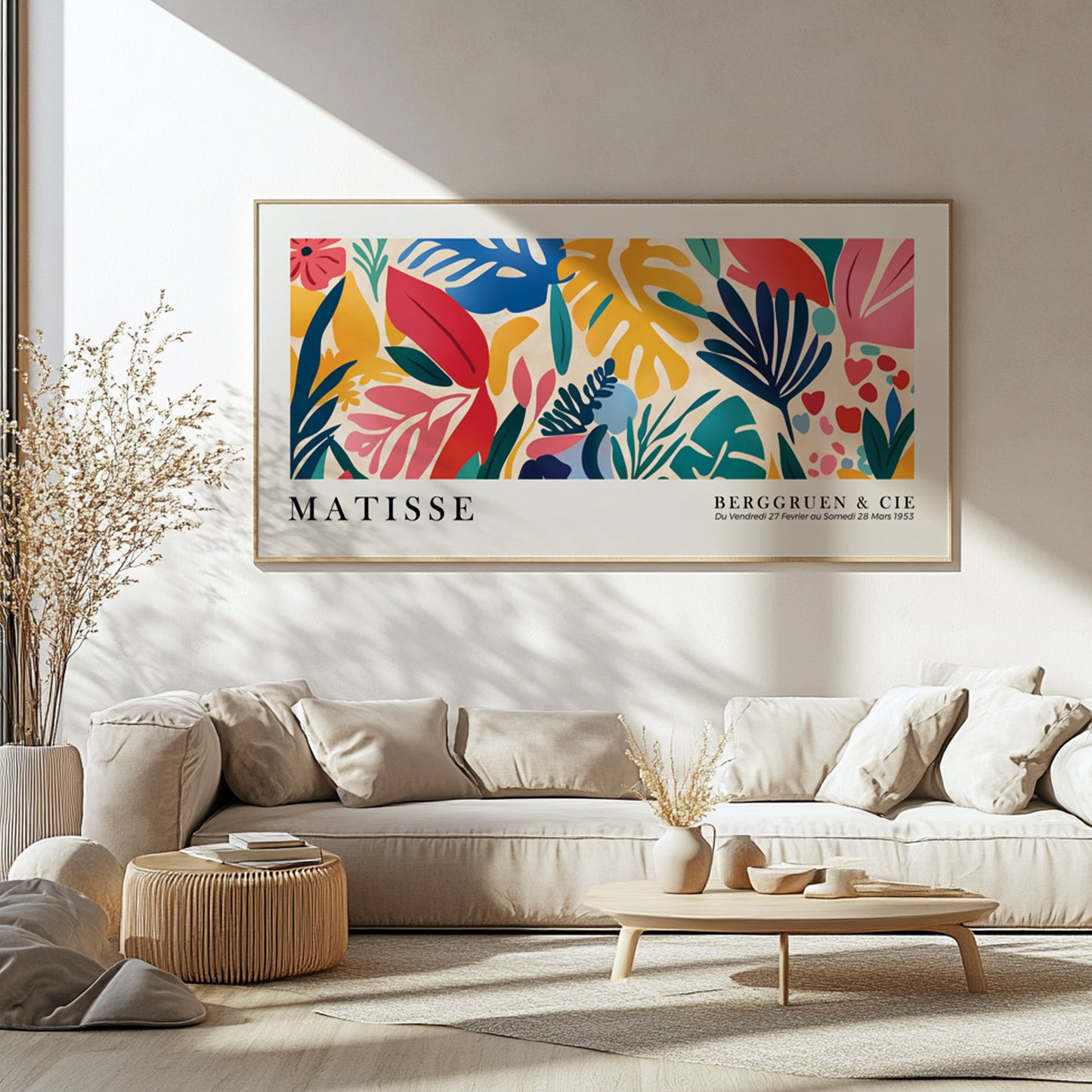 Henri Matisse Colorful Tropical Leaves Print – Long Narrow Oversized Wall Art, Panoramic Matisse Poster