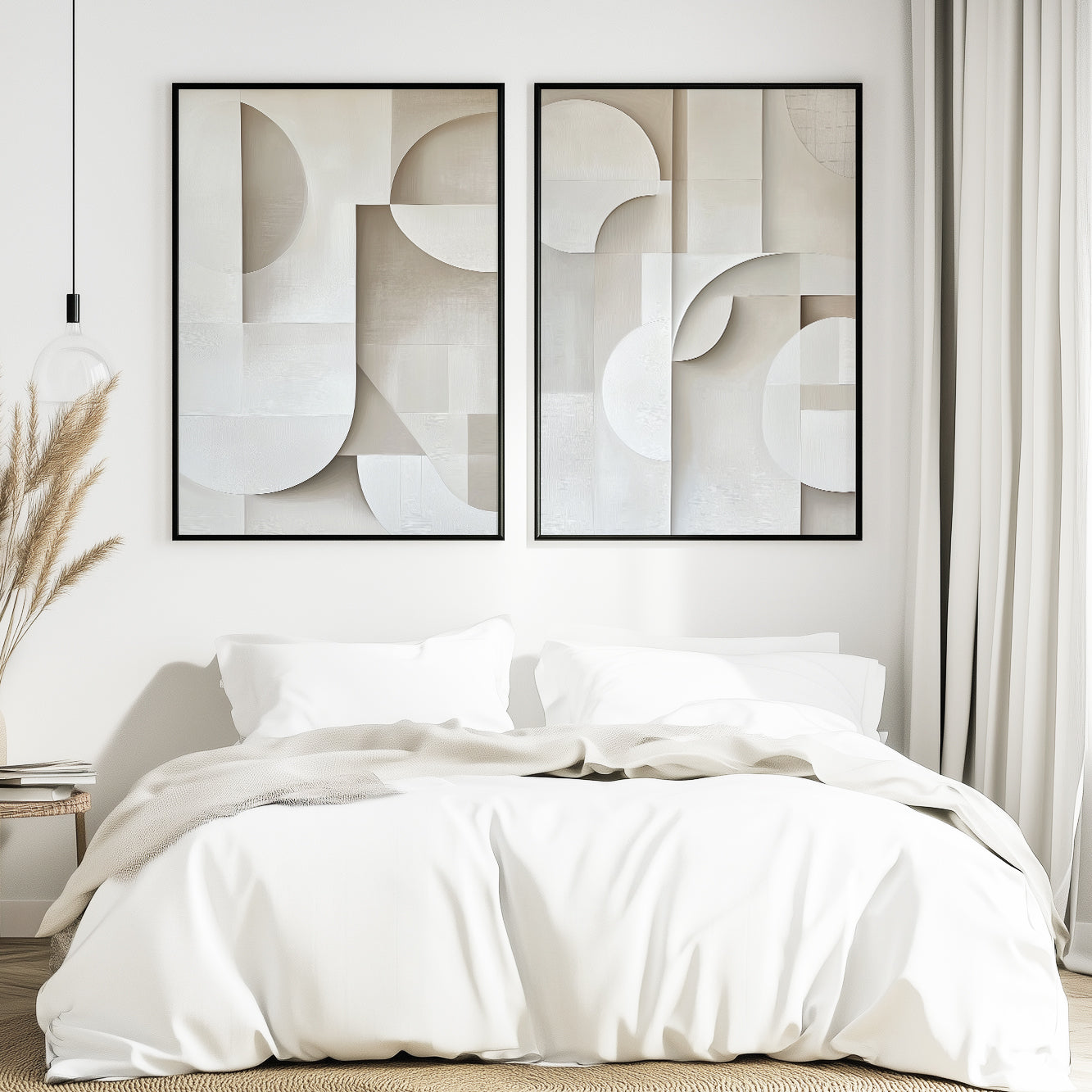 Set of 2 Pastel Prints – Soft Geometric Beige Minimalist Wall Art
