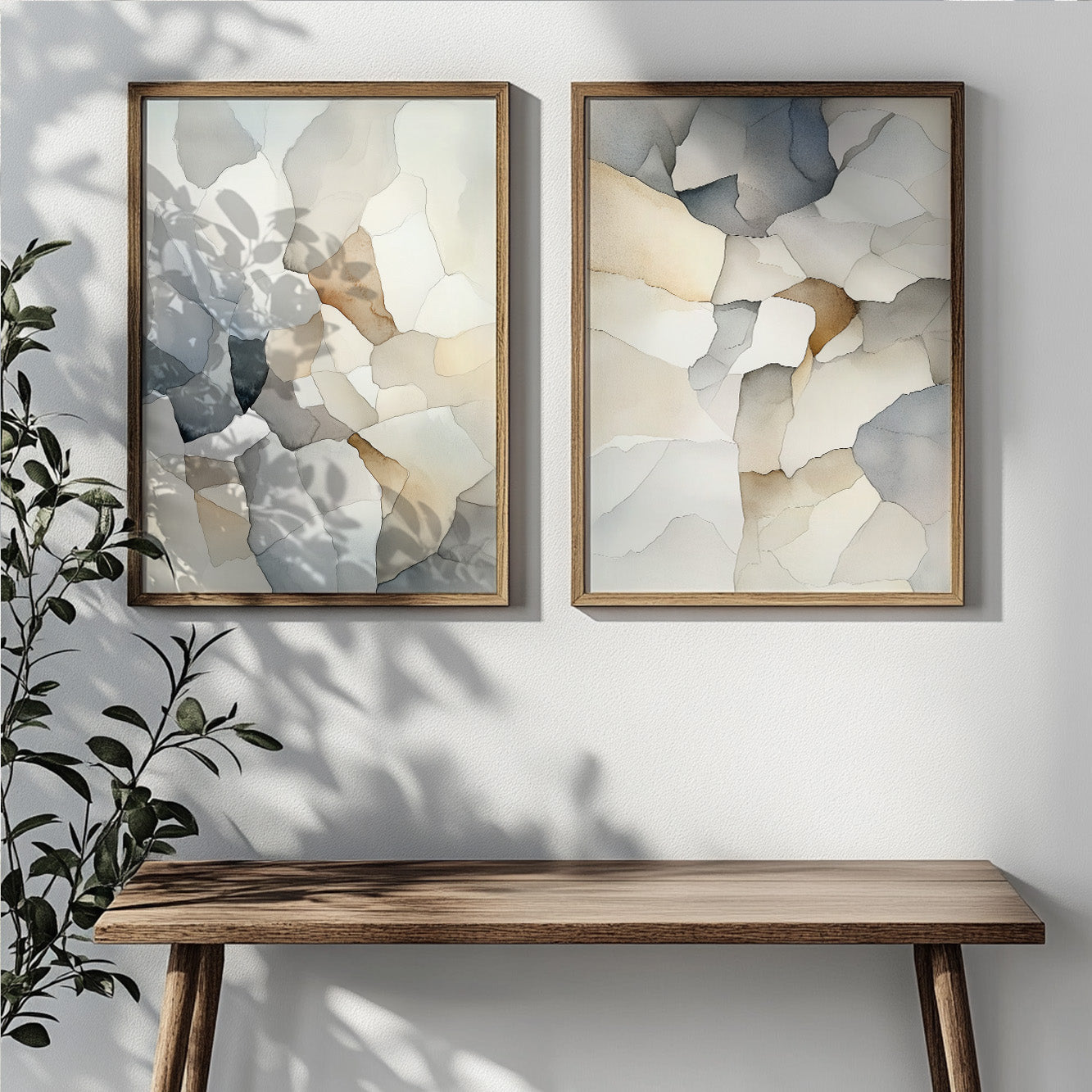 Neutral Beige Gray Set of 2 – Minimalist Nordic Pastel Wall Art