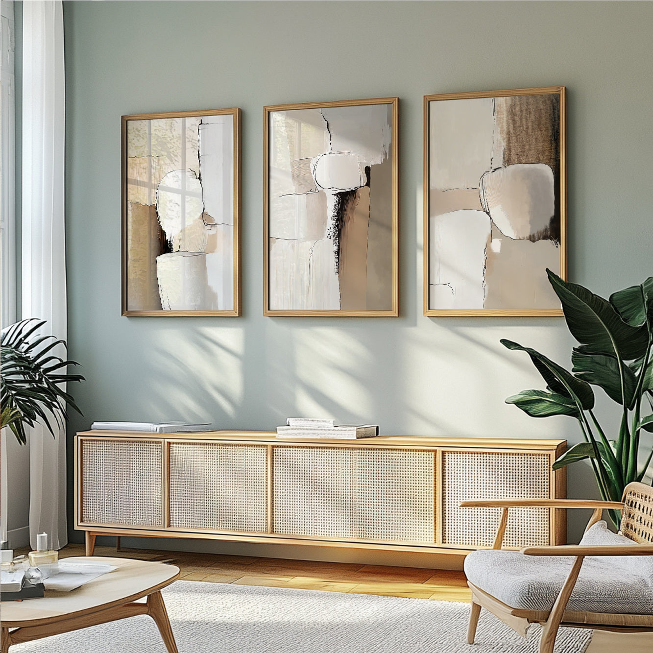 Neutral Abstract Set of 3 – Earth Tone Textured Minimalist Art (USA)