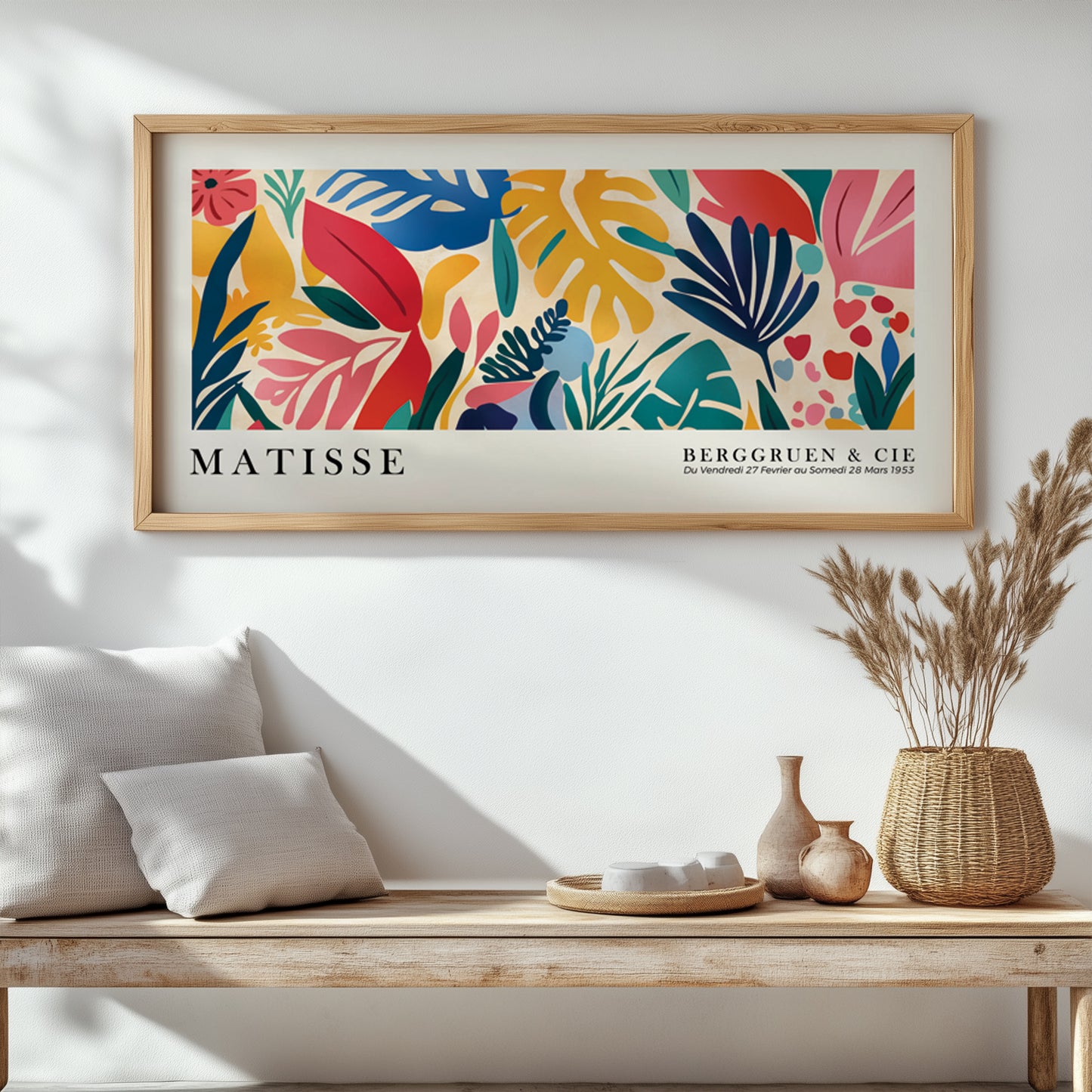 Panoramic Henri Matisse Print – Colorful Tropical Leaves Wall Art, Long Narrow Oversized Poster