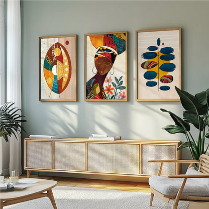 Contemporary Colorful African Art Set of 3 Prints – Minimalist Wall Art for Stylish Interiors