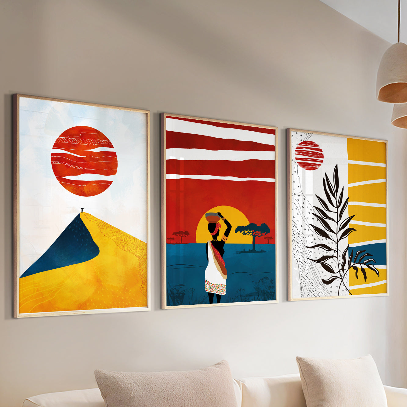 Modern African art set of 3 minimalist black woman posters for contemporary decor