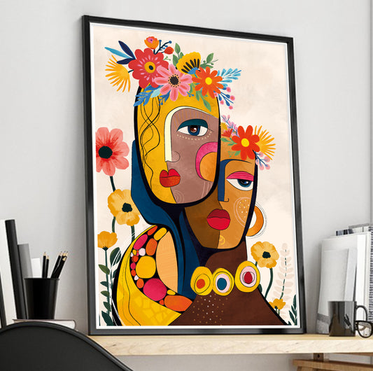 Modern abstract woman portrait – colorful African American art print for contemporary wall decor