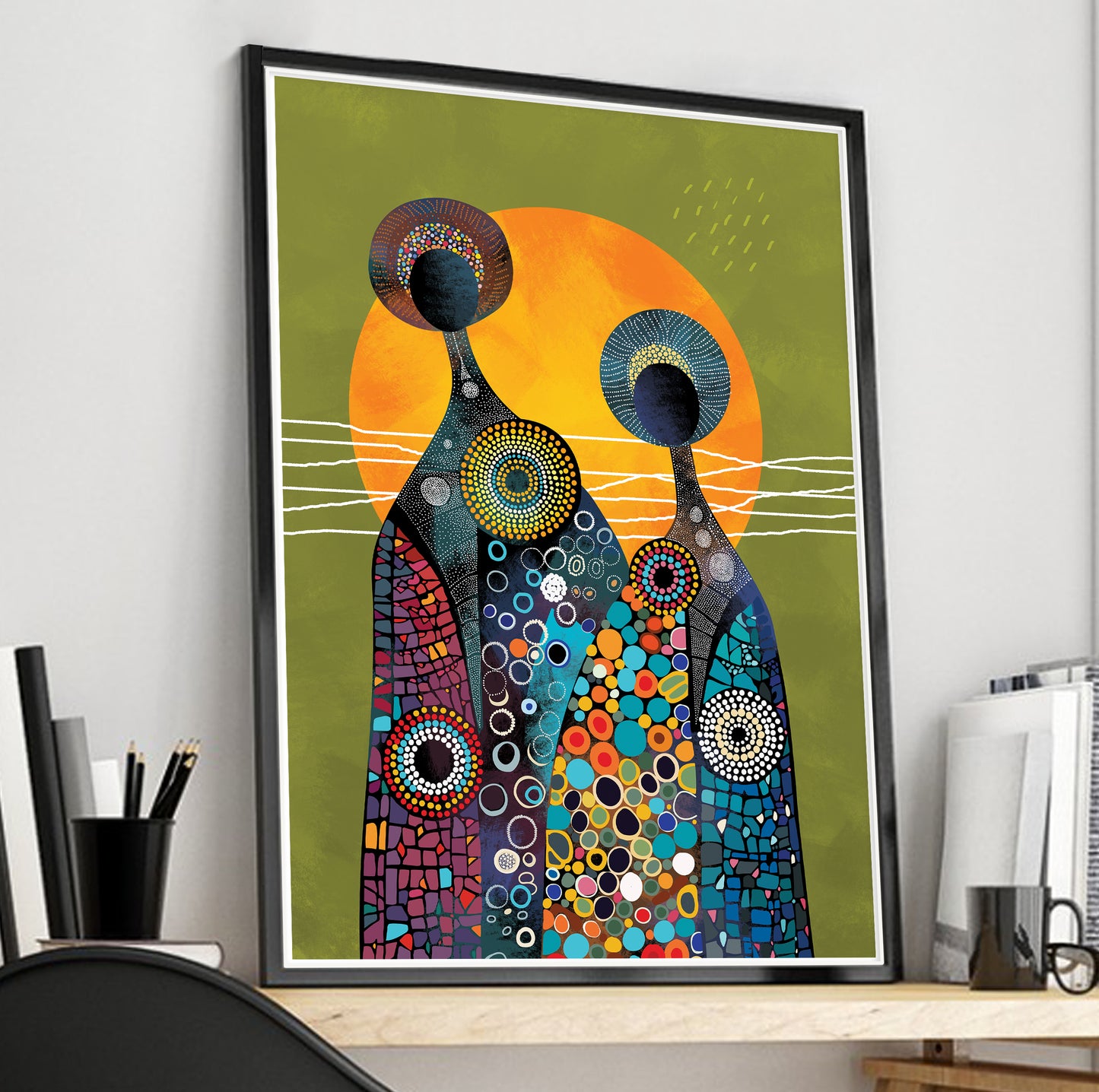 Modern minimalist African American art print – contemporary bright African wall art, abstract ethnic female poster