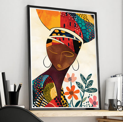 Black woman portrait – modern minimalist African American art print for contemporary wall decor