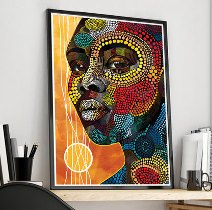 Modern abstract black woman portrait – bright African American art, girly minimalist print for above bed decor