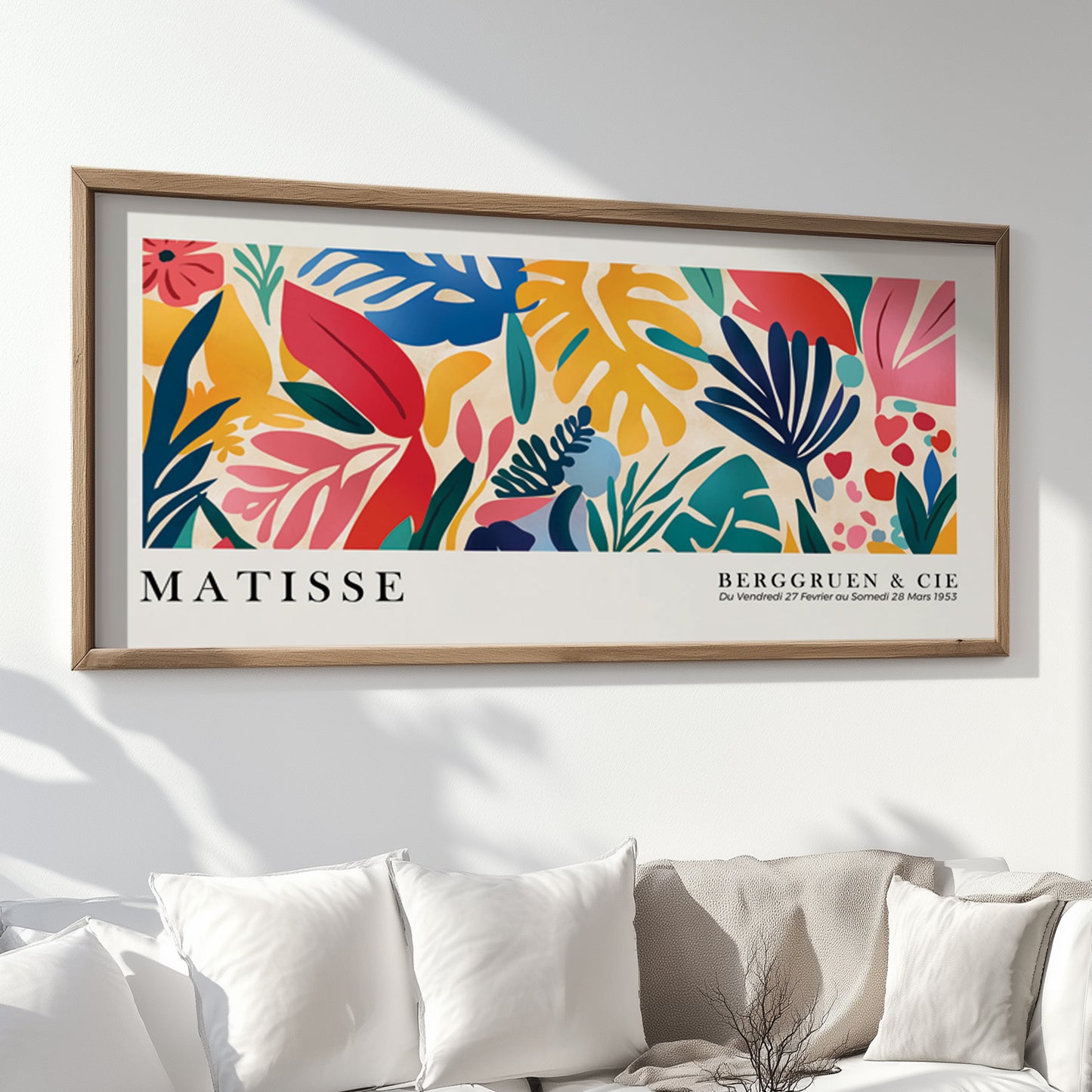 Henri Matisse Print, long narrow colorful tropical leaves wall decor, vibrant Matisse wall art panoramic poster, oversized wall art