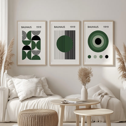 Bauhaus art set of 3 print. Mid century wall art