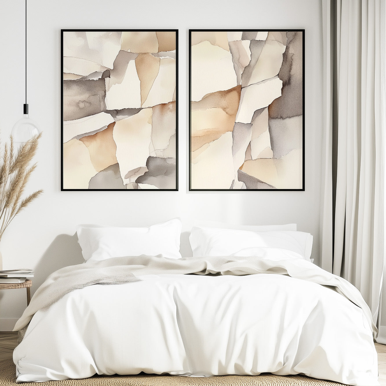 Neutral Abstract Art Set of 2 – Modern Minimalist Nordic Decor