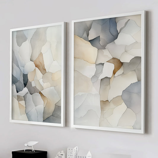 Neutral Beige Gray Set of 2 – Minimalist Nordic Pastel Wall Art