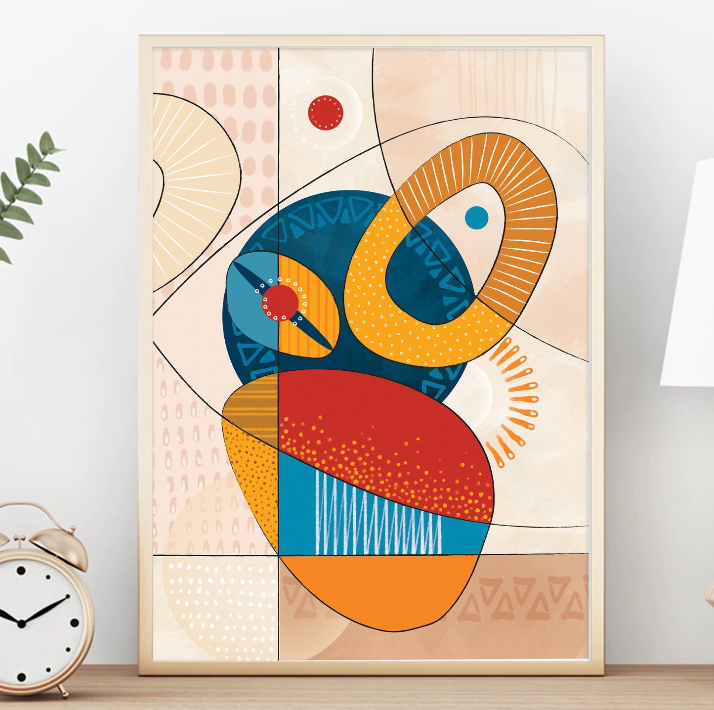 Minimalist African wall art print – modern abstract ethnic pattern, colorful living room art