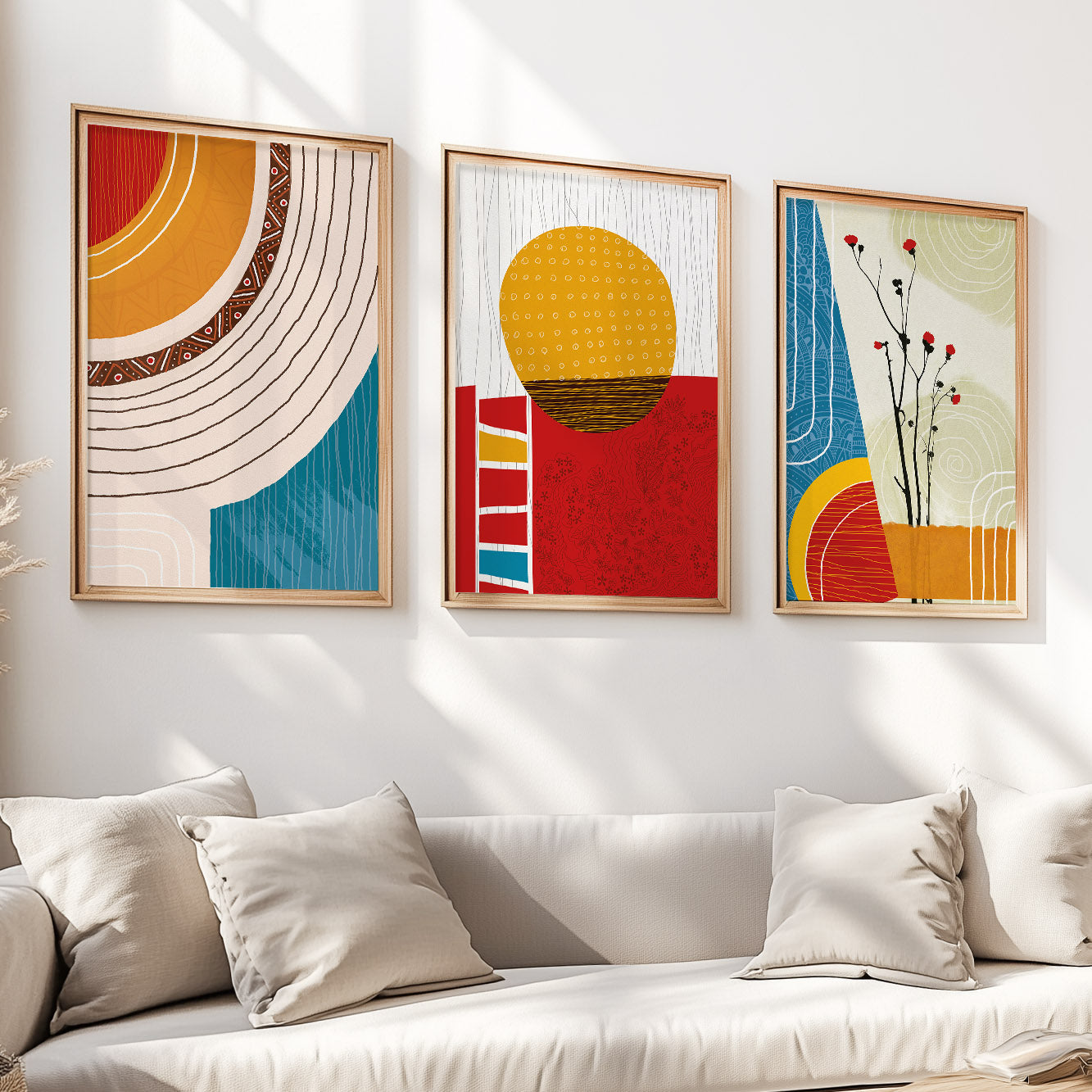 Modern African American abstract art set of 3 – vibrant minimalist prints for contemporary home decor