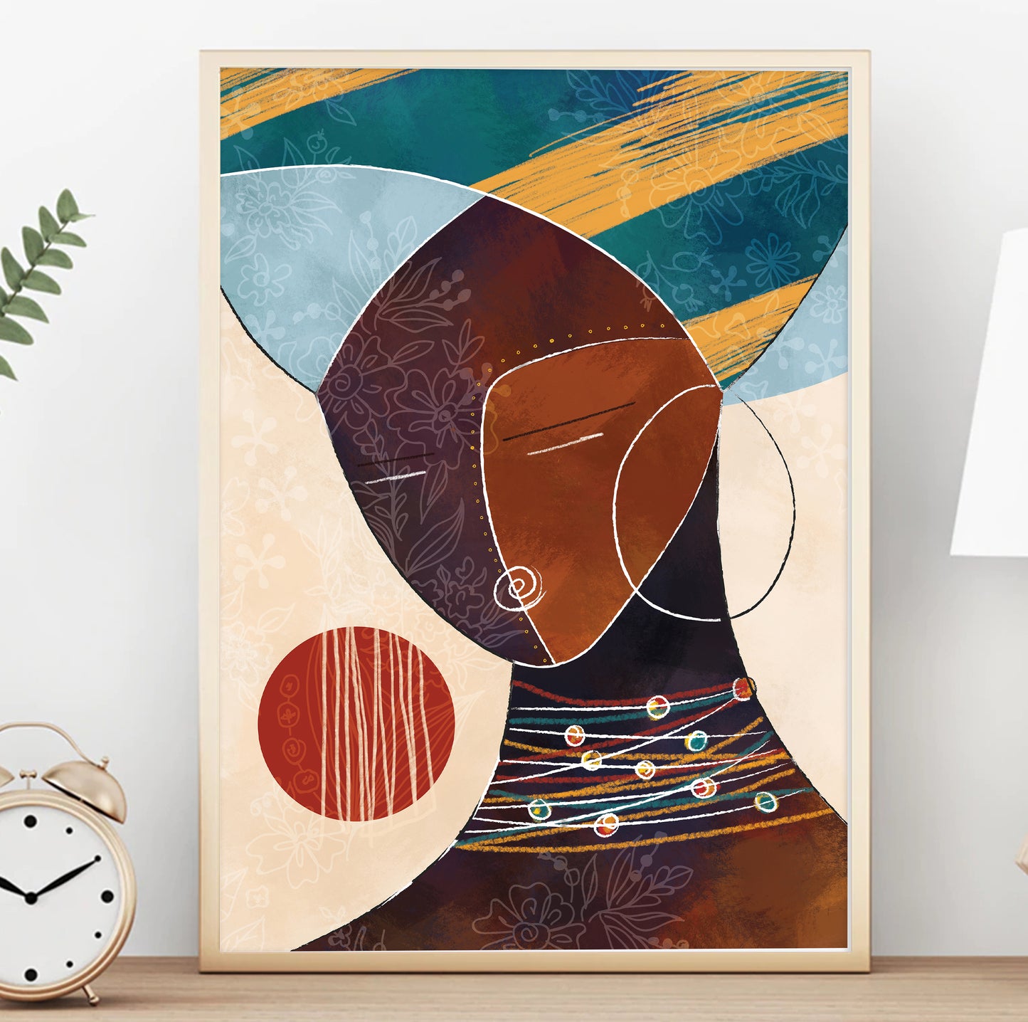 Abstract black woman portrait – minimalist African American wall art for stylish interiors