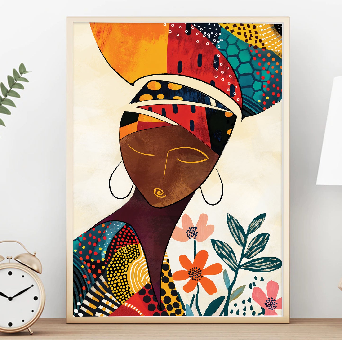 Minimalist African American art print – abstract black woman portrait for stylish home decor