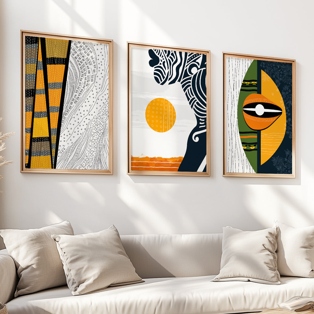 Set of 3 abstract African American art prints, colorful minimalist wall art for vibrant home decor