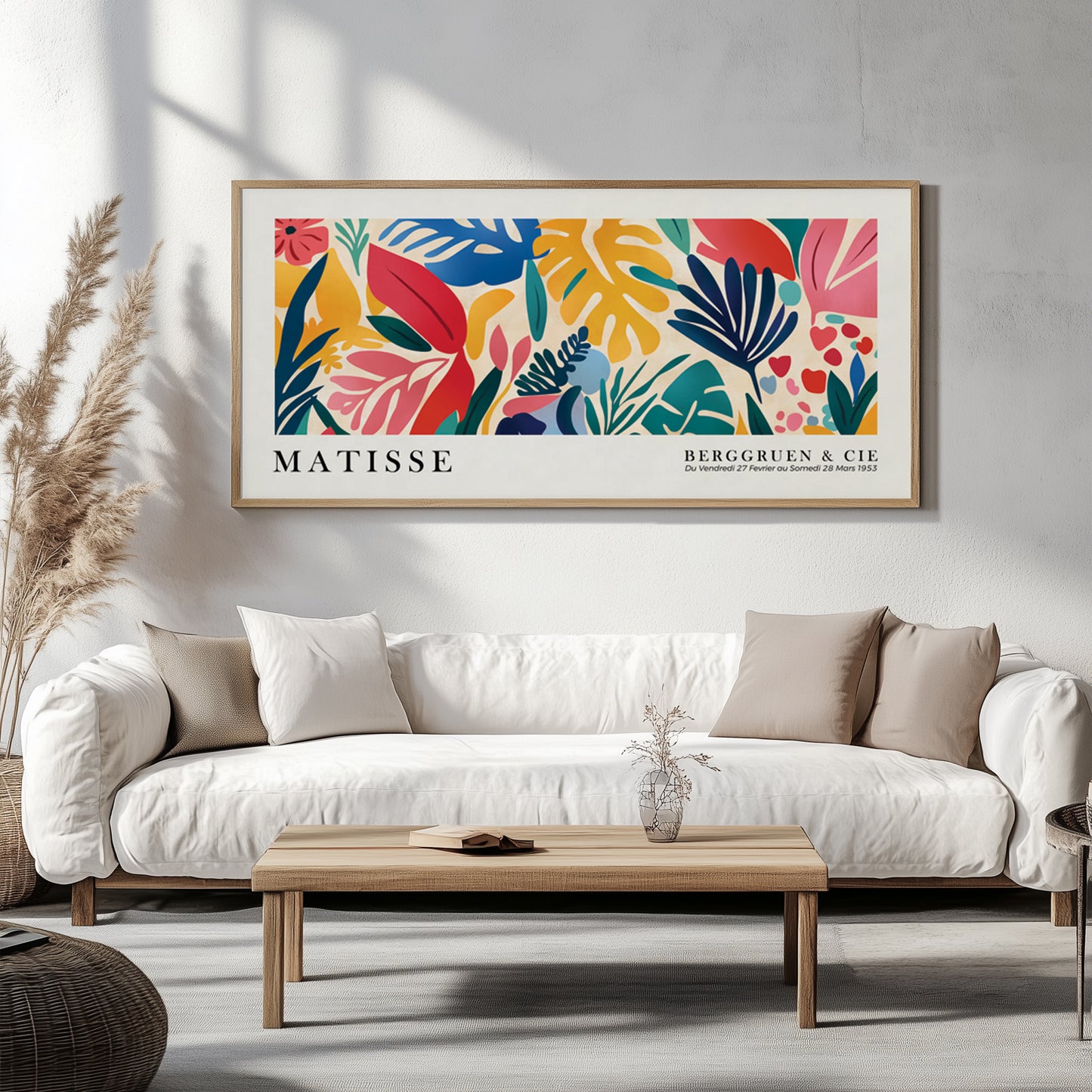 Henri Matisse Print, long narrow colorful tropical leaves wall decor, vibrant Matisse wall art panoramic poster, oversized wall art