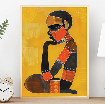 Contemporary colorful abstract African wall art – modern ethnic poster for living room