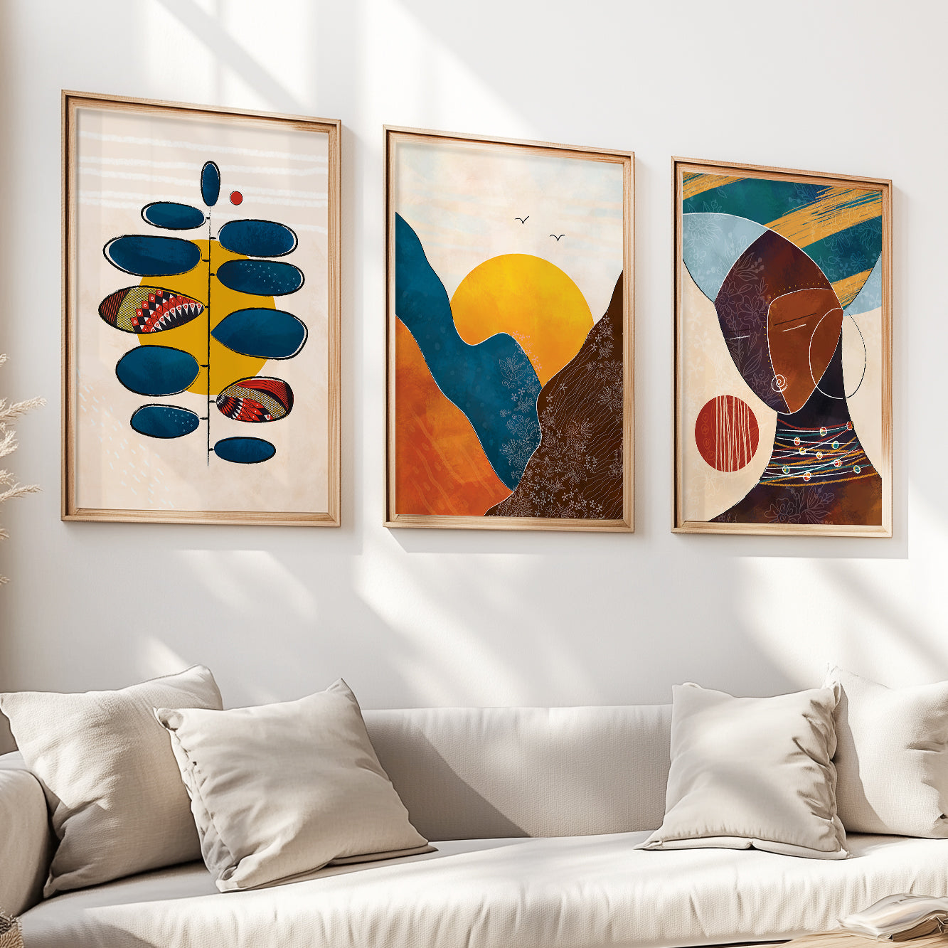 Contemporary black woman art set – colorful African wall art, extra large modern gallery wall set for room decor