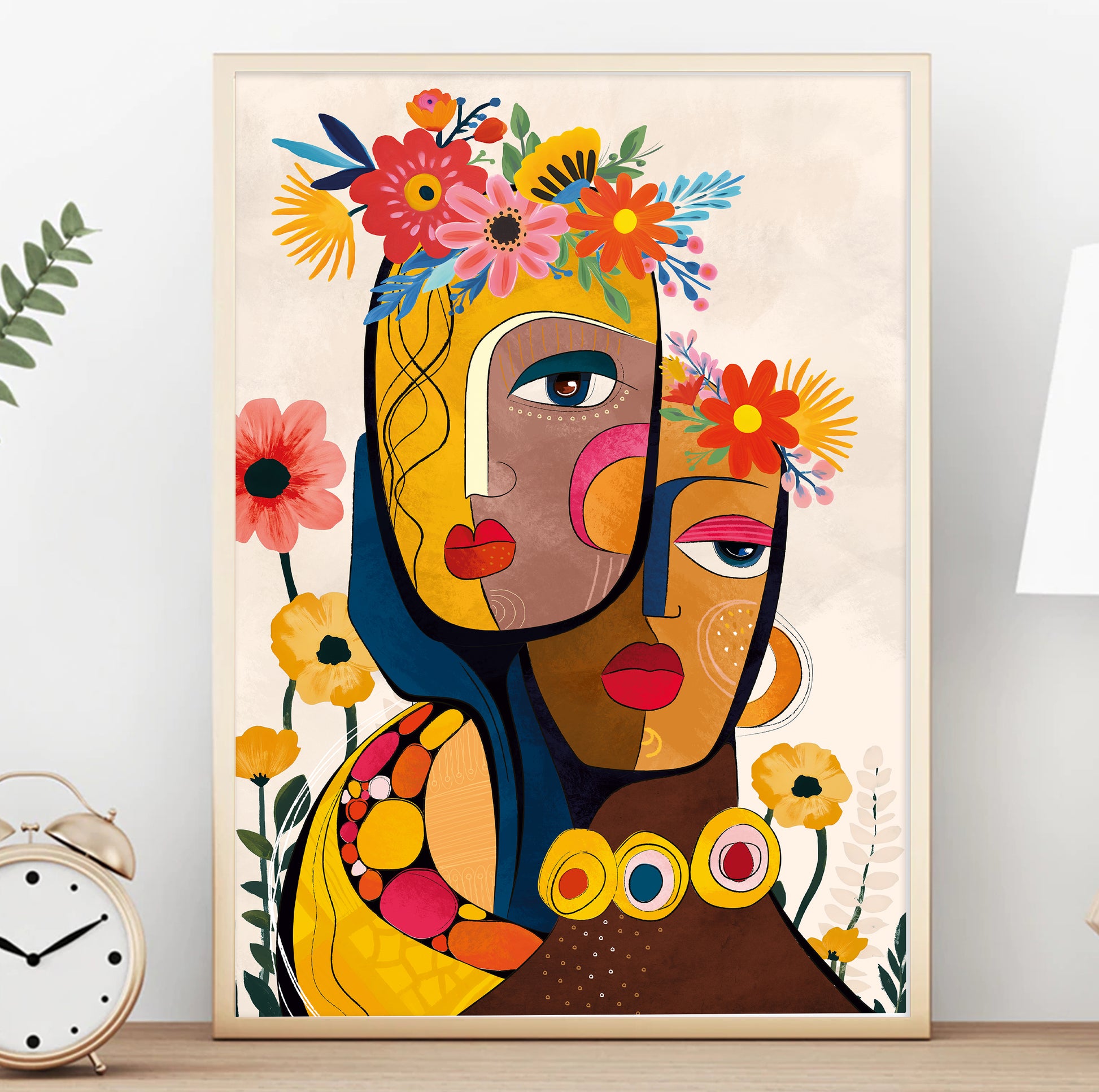 Colorful abstract African American art print – modern black woman portrait for stylish home decor