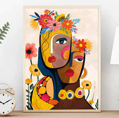 Colorful abstract African American art print – modern black woman portrait for stylish home decor