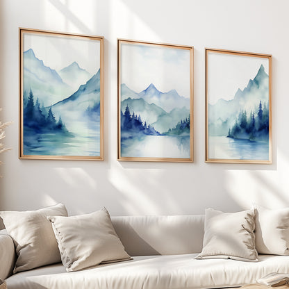 Modern Minimalist Mountain Wall Art Set – Nordic Abstract Prints