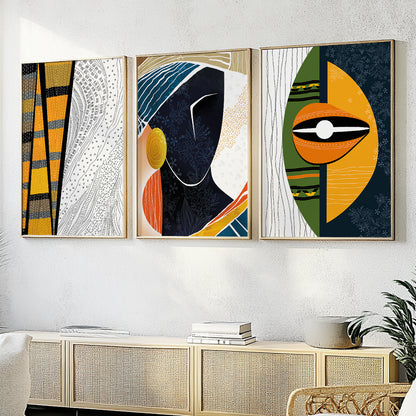 Large gallery wall set of 3 – modern colorful African American abstract art for bedroom or living room